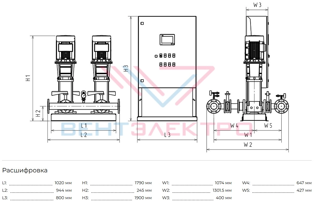 Габаритные размеры HC-FS-V 1/1 BM 45-6-2A G1-B-100-25-V