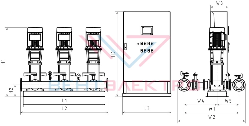 Габаритные размеры HC-FS-V 2/1 BM 64-3-2A G1-B-150-25-V Габаритные размеры HC-FS-V 2/1 BM 64-3-2A G1-B-150-25-V