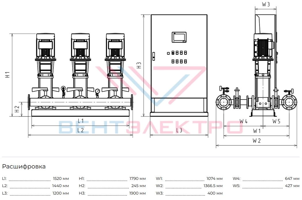 Габаритные размеры HC-FS-V 2/1 BM 45-6A G1-B-150-25-V