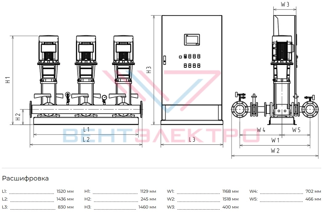 Габаритные размеры HC-FS-V 2/1 BM 95-1-1A G1-B-200-25-V