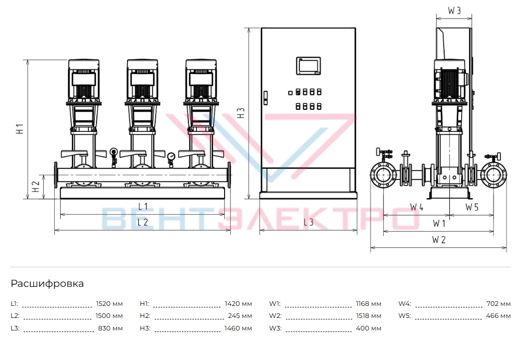 Габаритные размеры HC-FS-V 2/1 BM 95-2A G1-B-200-25