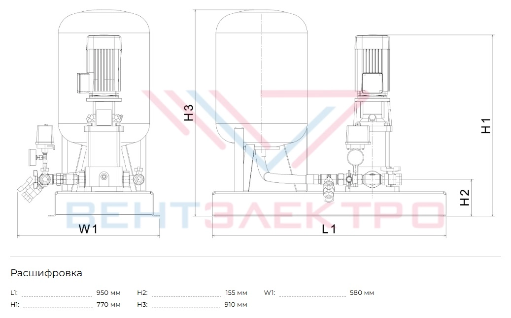 Габаритные размеры HC-Single BM 5-8A V1.1-A-60-16