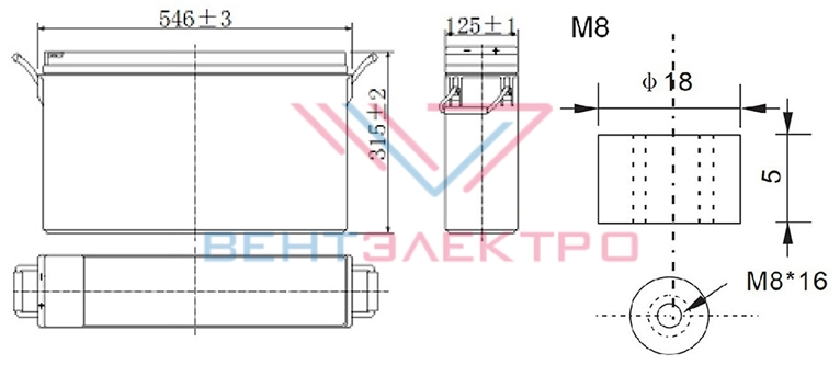 Размеры свинцово-кислотной аккумуляторной батареи MR 155-12 FT MNB Battery
