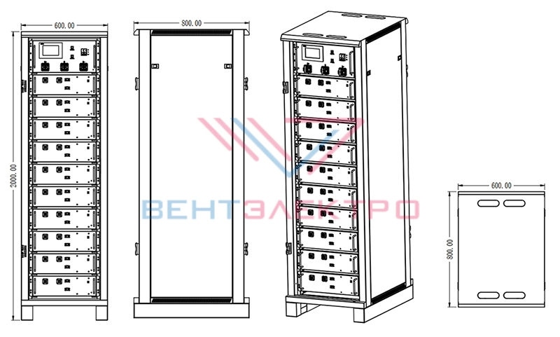 Размеры батарейного модуля LFPT-512-50-1C MNB на LiFePO4 АКБ