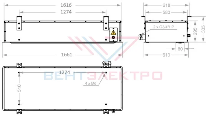 Габаритные размеры тепловой завесы Тепломаш КЭВ-70П4181W