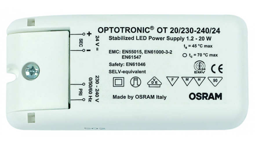 Стабилизатор OSRAM OT 20/200-240/24 IP20 109х50х35 + преобразователь напряжения