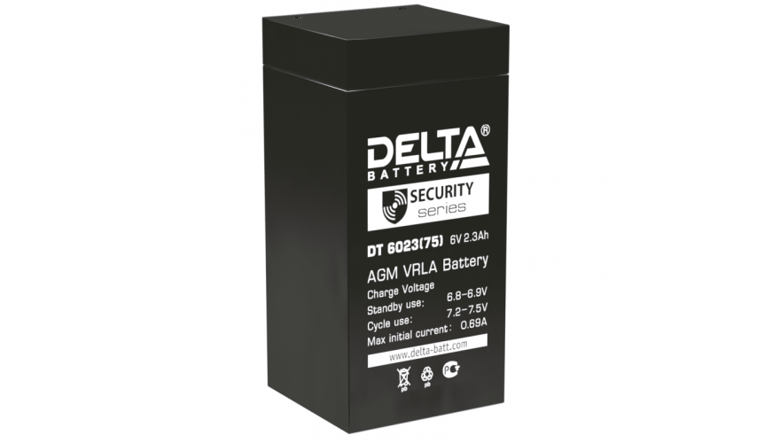 Свинцово-кислотный аккумулятор 6В DT 6023 (75) DELTA
